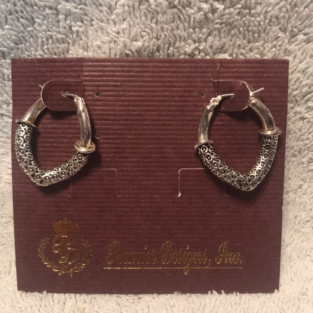 Silver tone dangle earrings